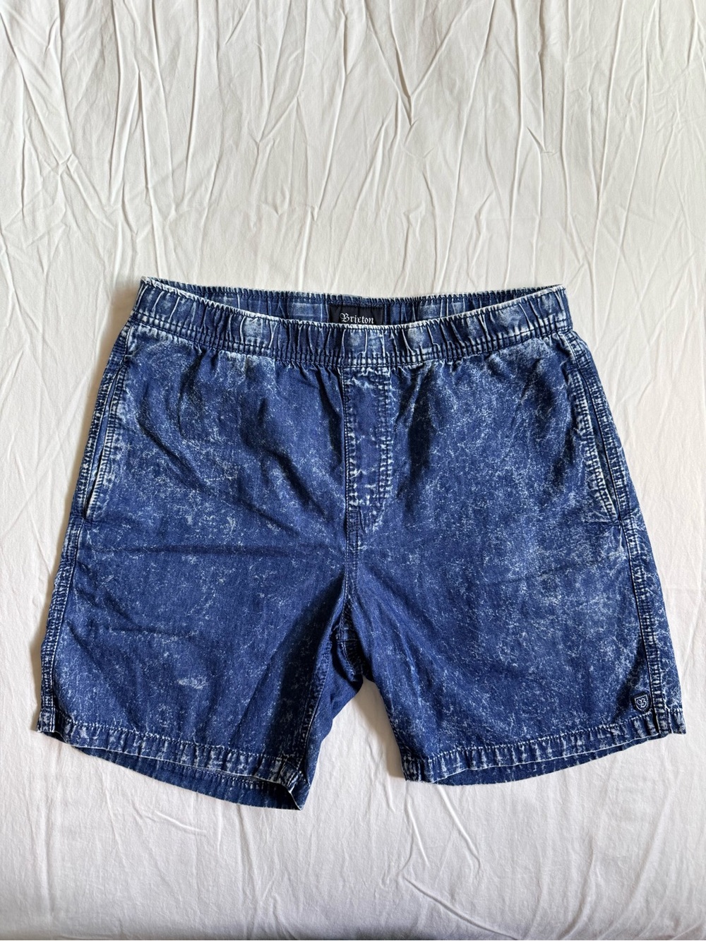 Brixton Men's Indigo Acid-Wash Jean Shorts